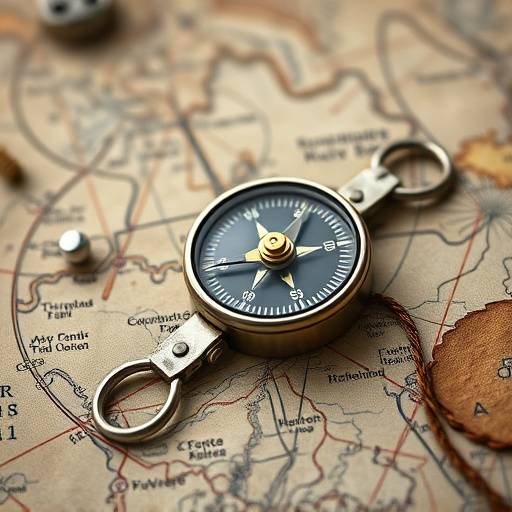 A close-up of a compass on a map, symbolizing exploration and adventure.