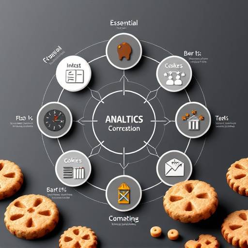 Diagram illustrating different types of cookies: essential, analytics, and marketing
