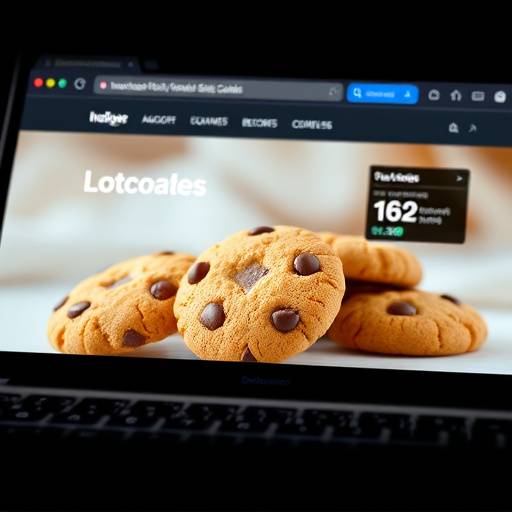 Illustration of small digital cookies being placed on a website